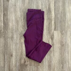 Athleta Velocity 7/8 Tight Leggings Purple Small Mid Rise Pockets Sleek